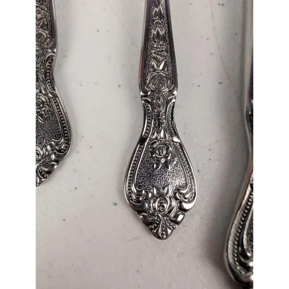 VTG Normandy Stainless Japan~Floral Design~Lot of 10 Pieces~Flatware~EUC